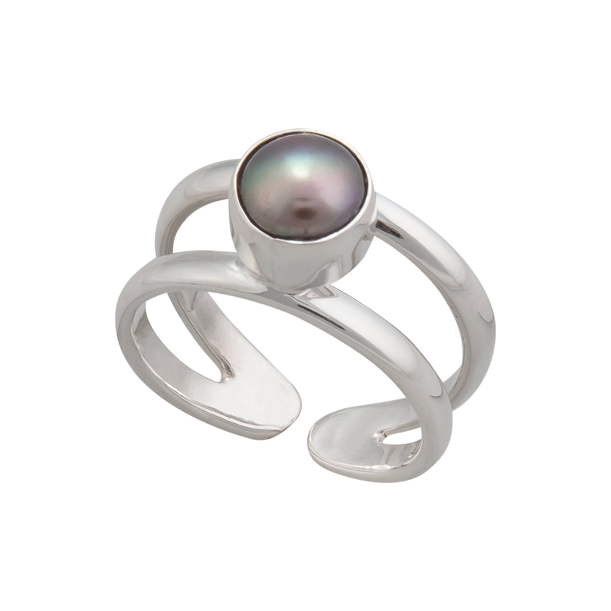 Sterling Silver Gray Pearl Cuff Ring | Charles Albert Jewelry