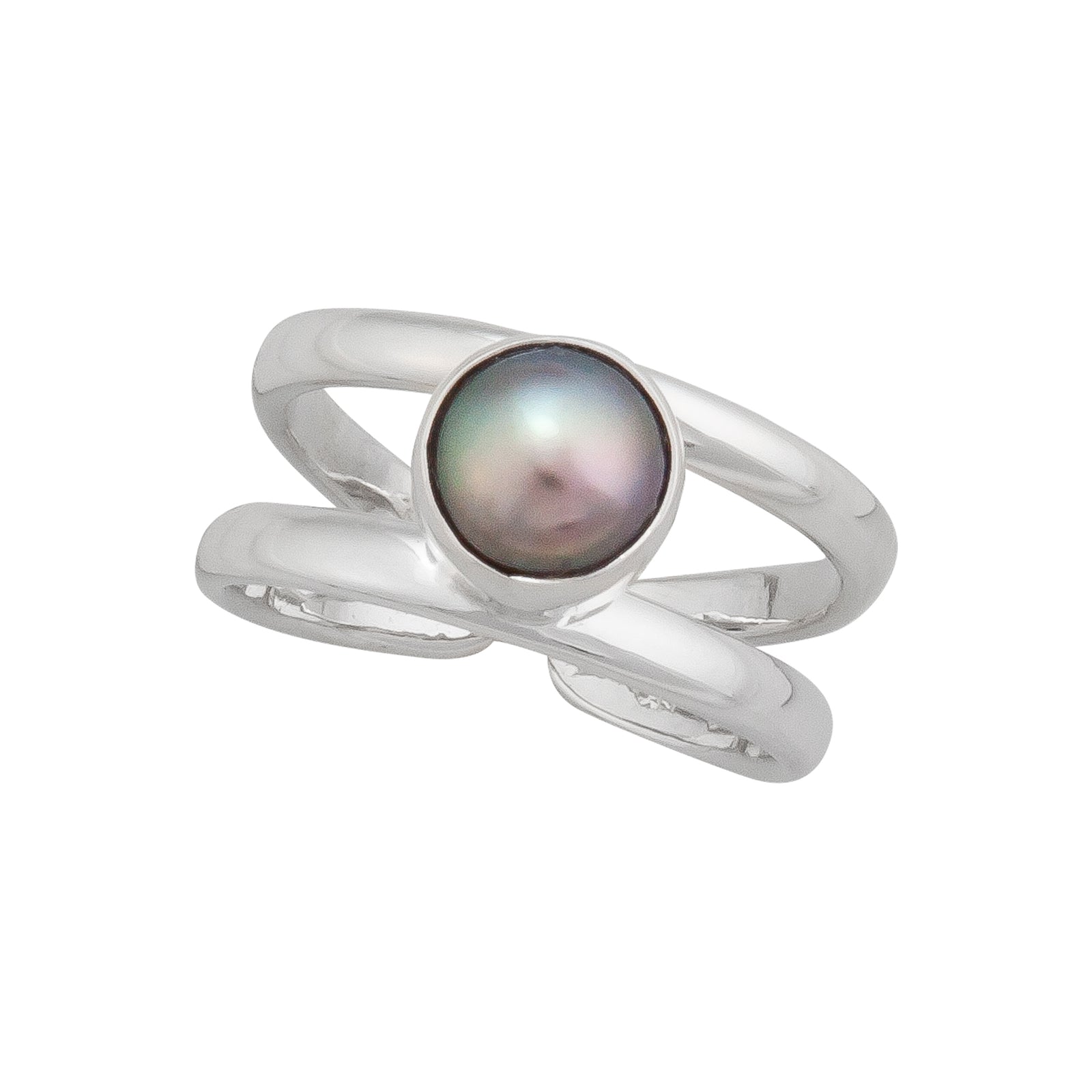 Sterling Silver Gray Pearl Cuff Ring | Charles Albert Jewelry