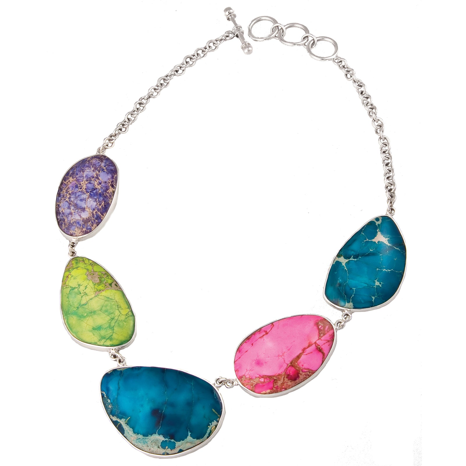 Sterling Silver Multi-Color Color-Enhanced Jasper Necklace | Charles Albert Jewelry