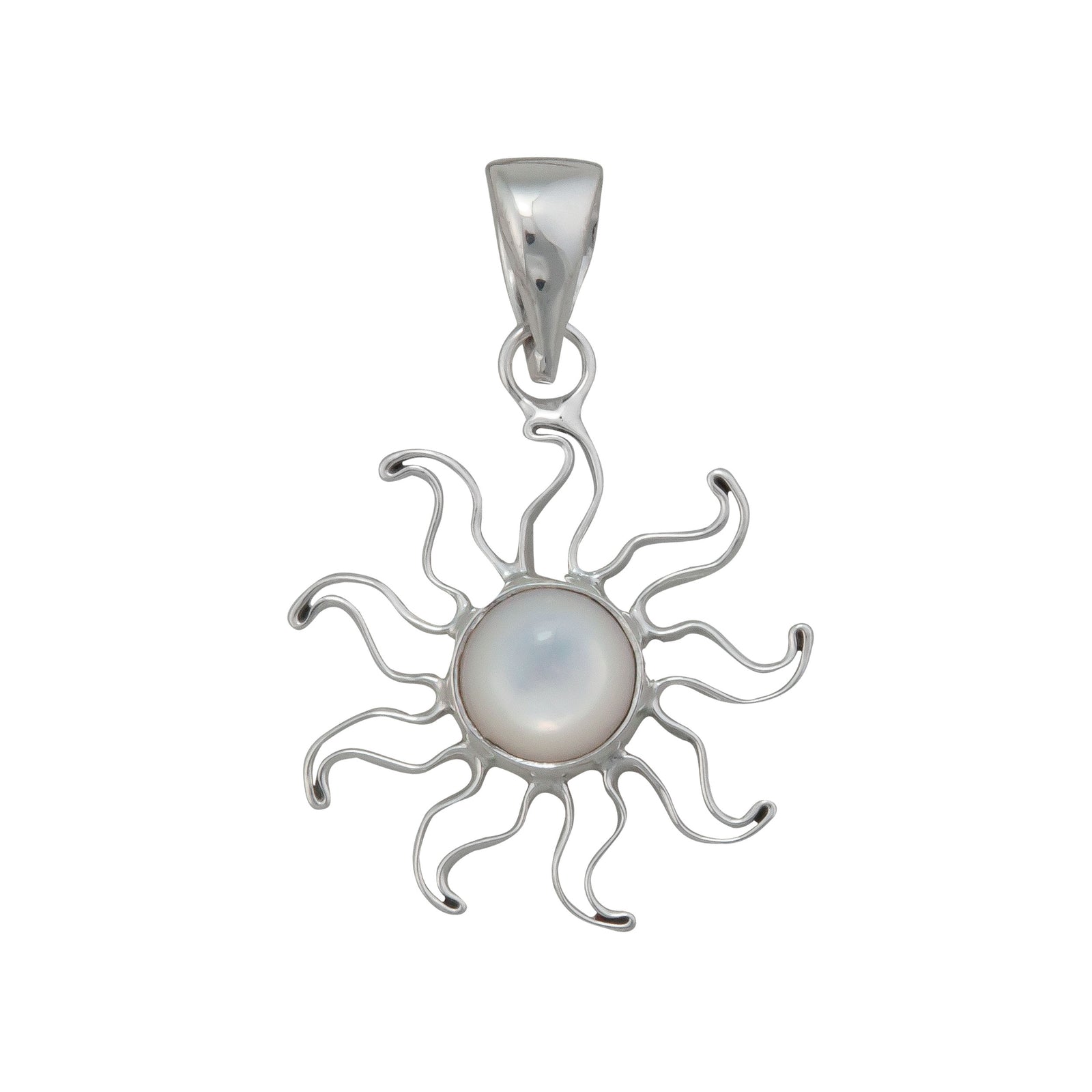 Sterling Silver Mother of Pearl Sun Pendant | Charles Albert Jewelry