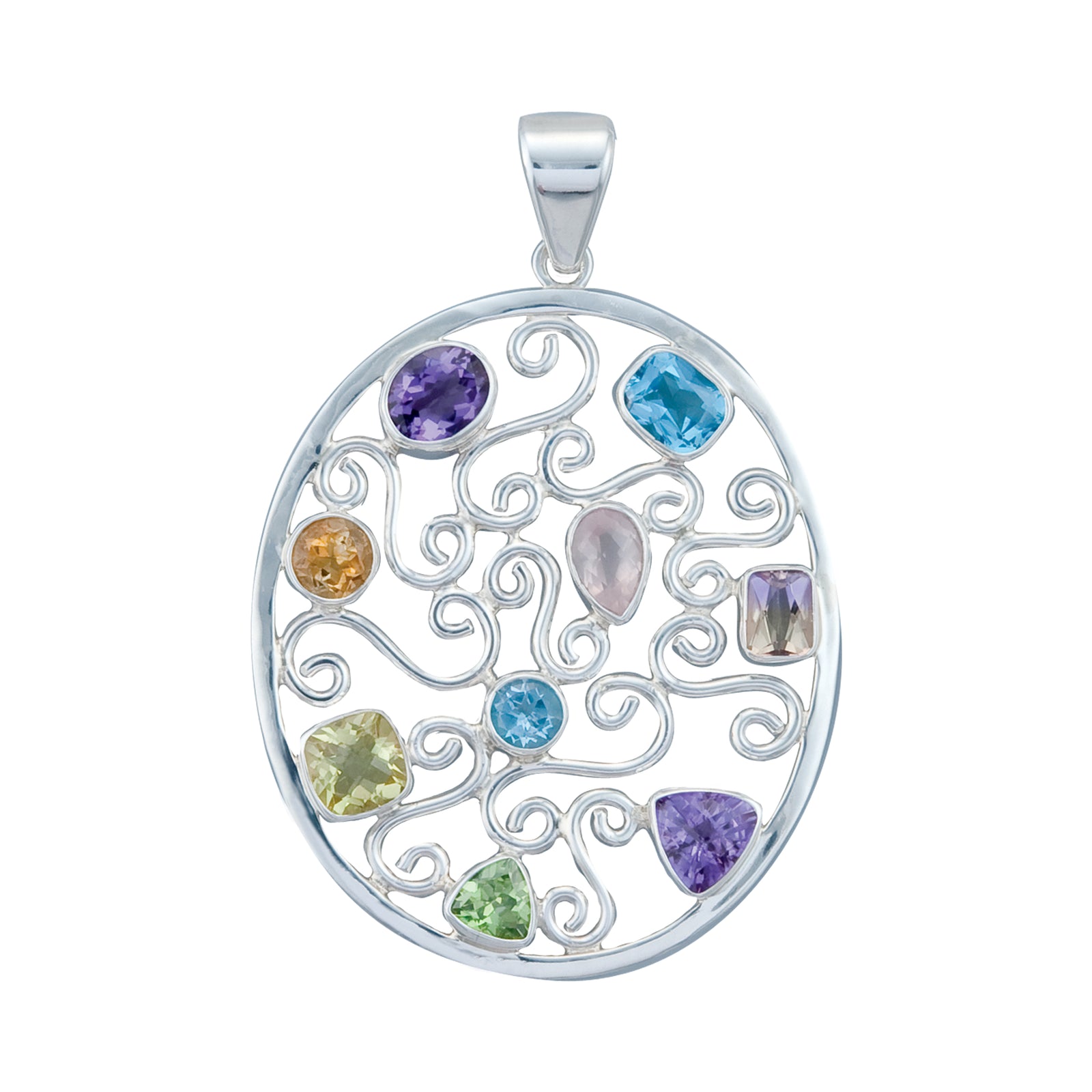 Sterling Silver Multi-Gemstone Pendant | Charles Albert Jewelry