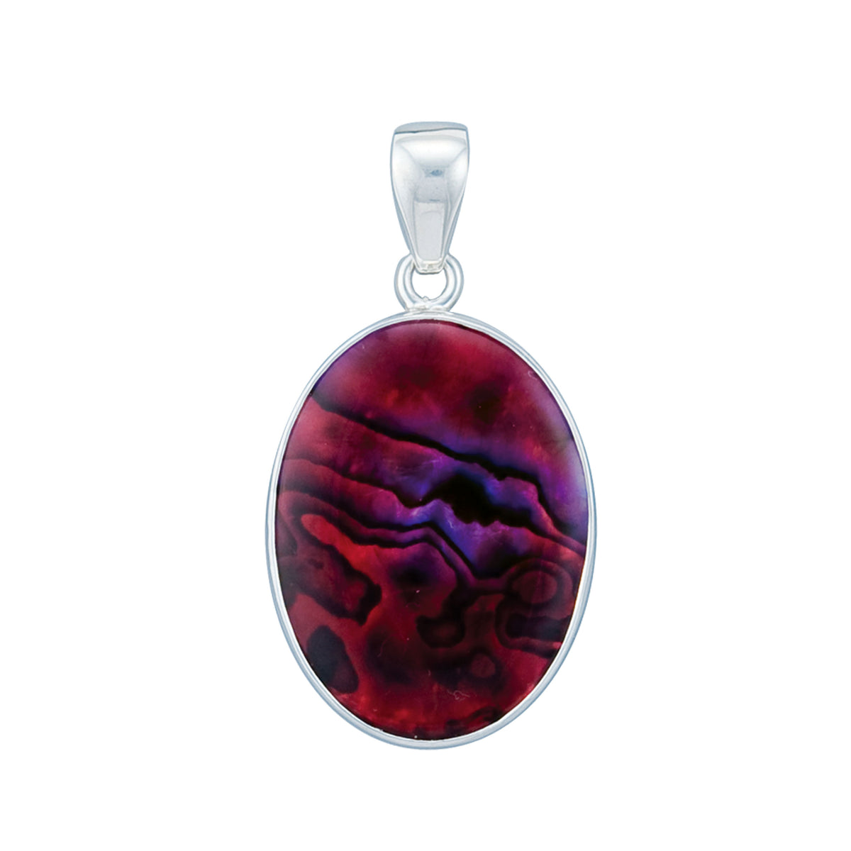 Sterling Silver Oval Red Abalone Pendant | Charles Albert Jewelry