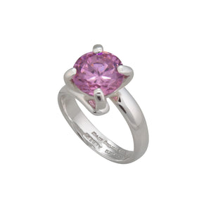 Sterling Silver Round Pink CZ Adjustable Ring | Charles Albert Jewelry