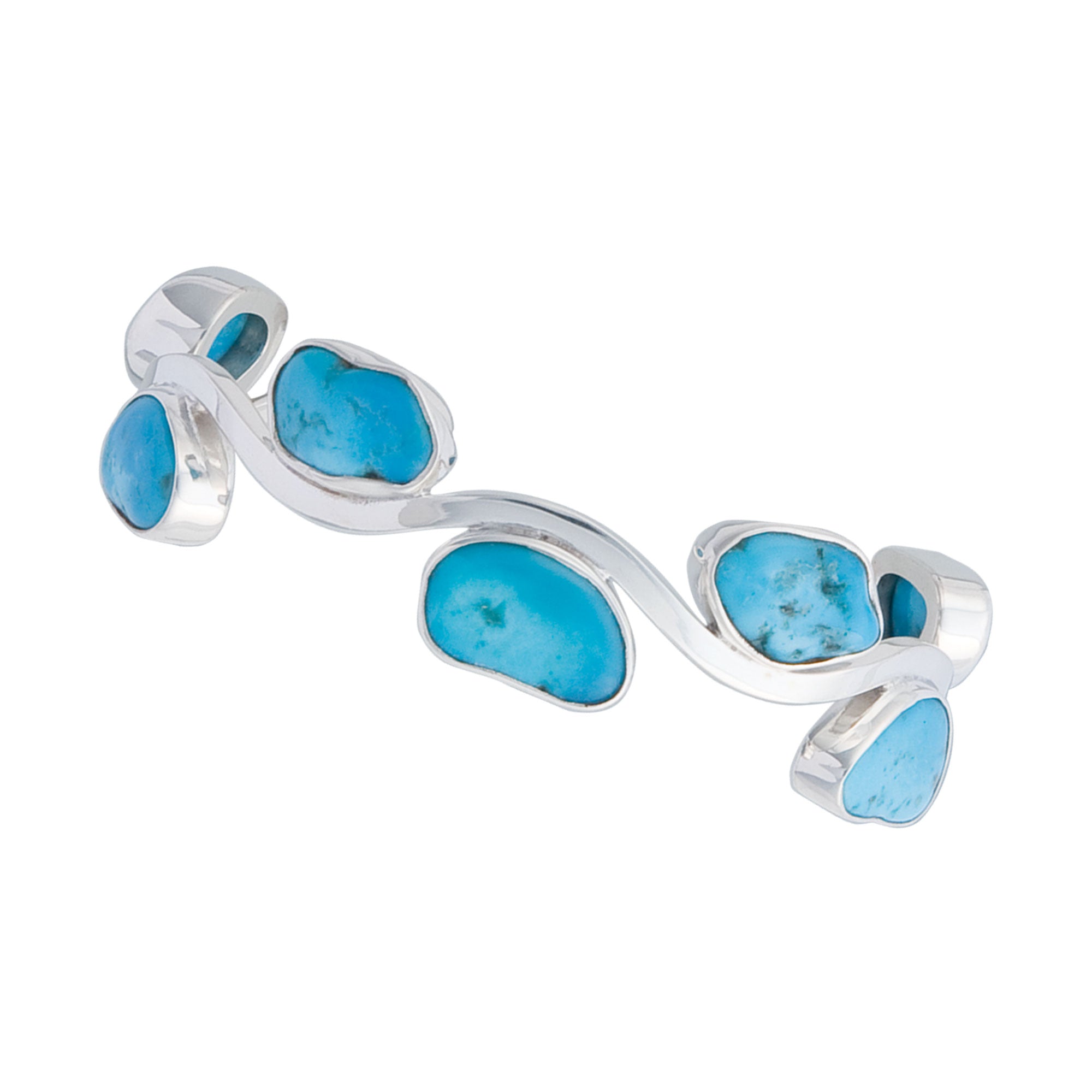 Sterling Silver Sleeping Beauty Turquoise Wave Cuff | Charles Albert Jewelry