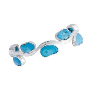 Sterling Silver Sleeping Beauty Turquoise Wave Cuff | Charles Albert Jewelry
