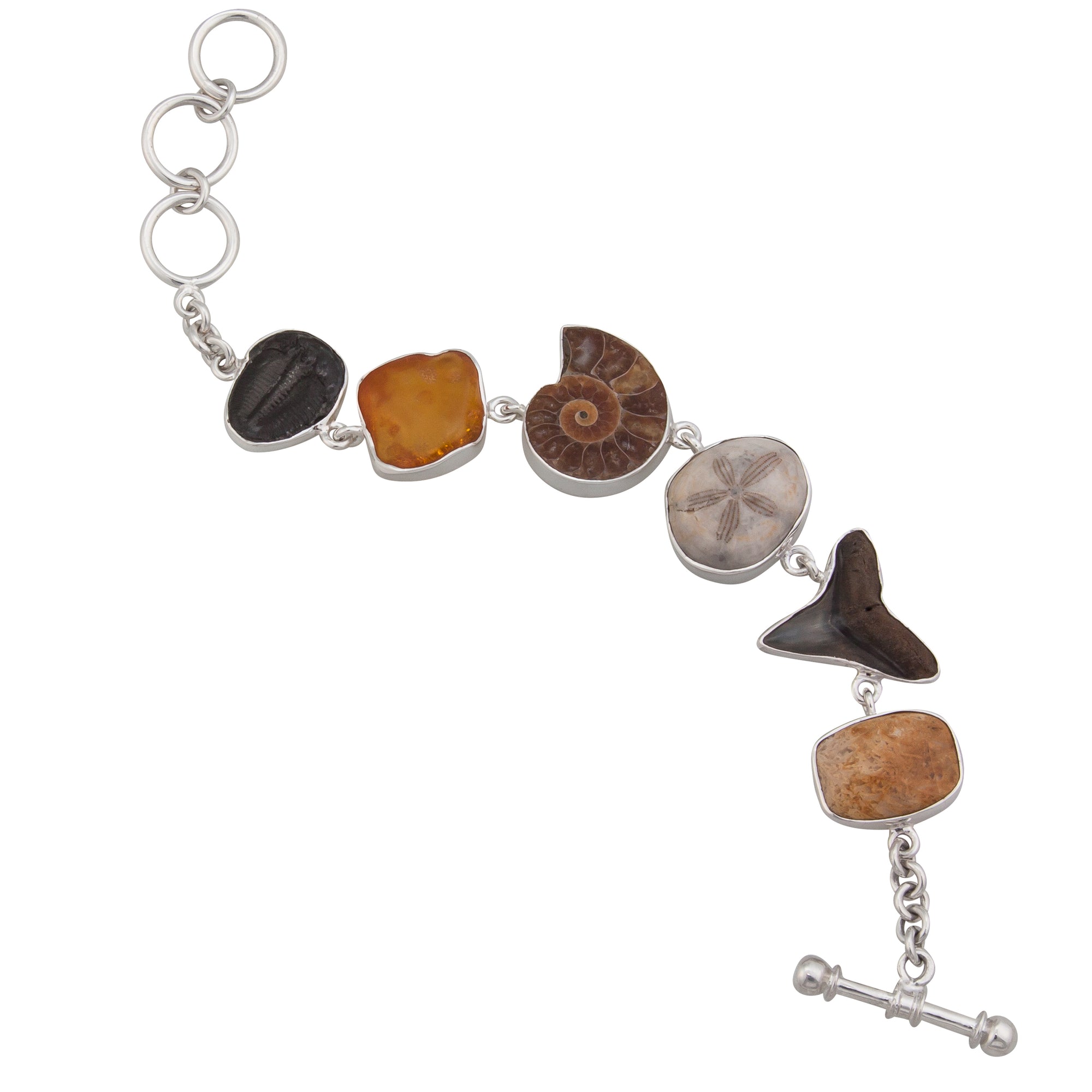 Sterling Silver Small Multi-Fossil Bracelet | Charles Albert Jewelry