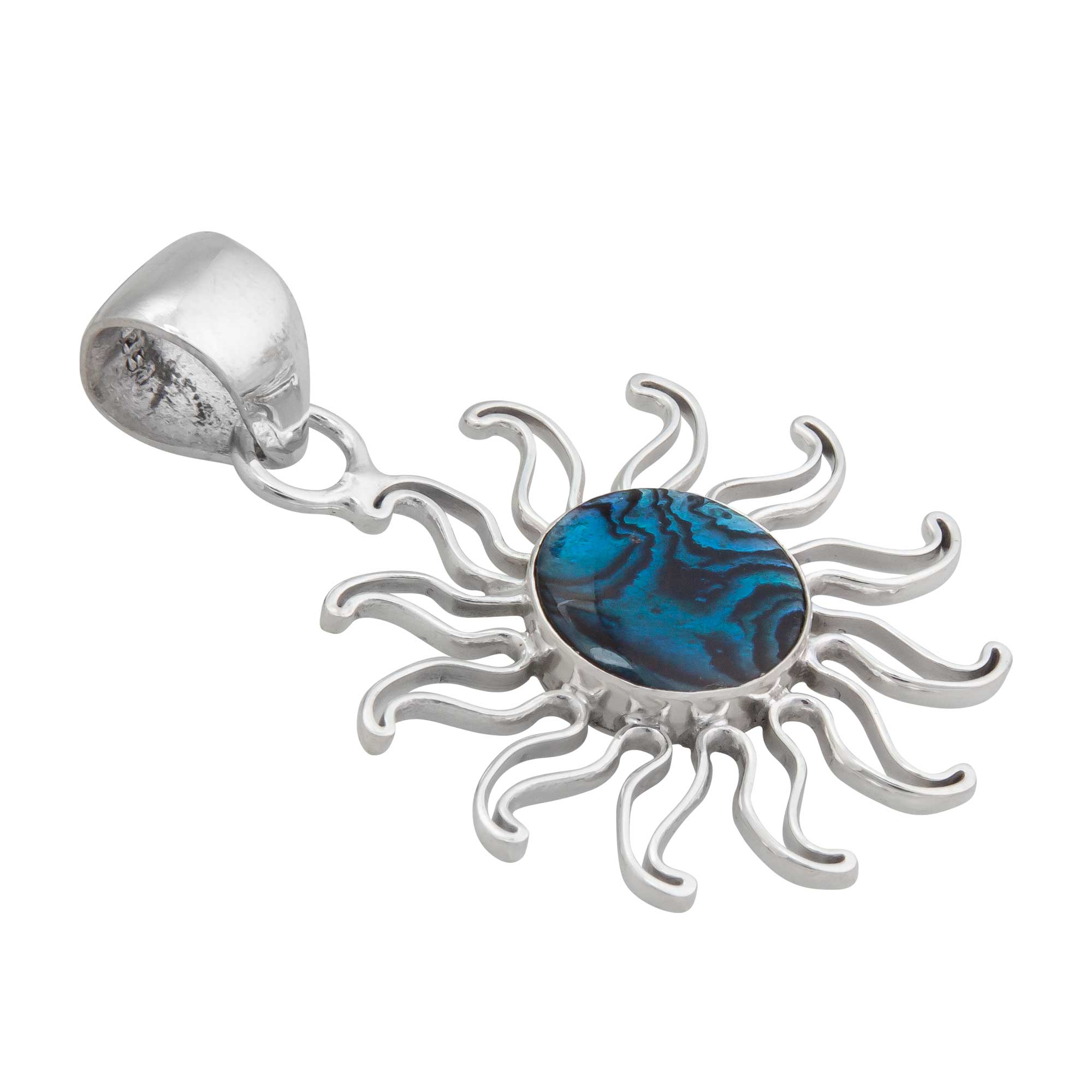 Sterling Silver Blue Abalone Sun Pendant | Charles Albert Jewelry