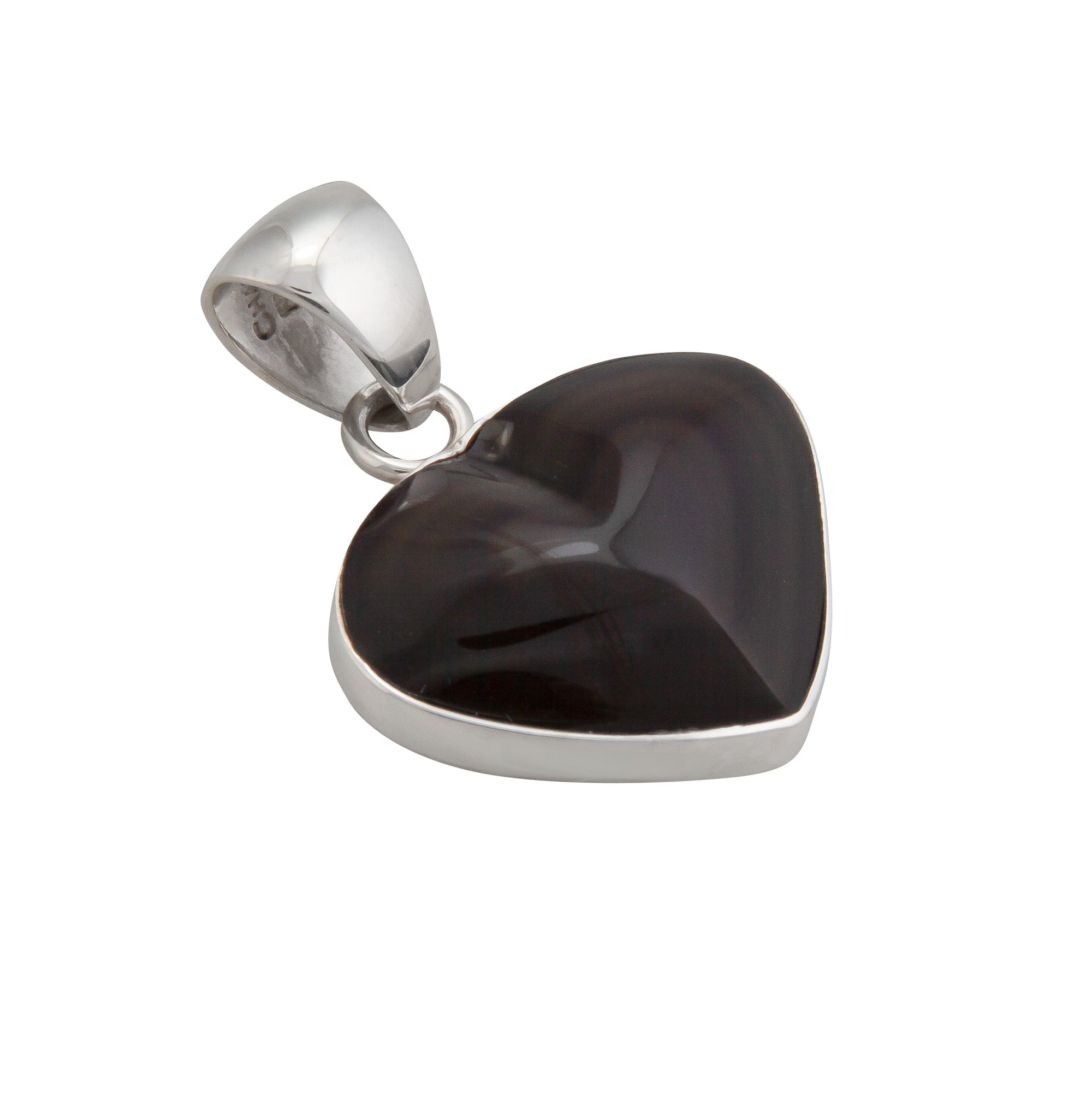 Sterling Silver Obsidian Heart Pendant | Charles Albert Jewelry