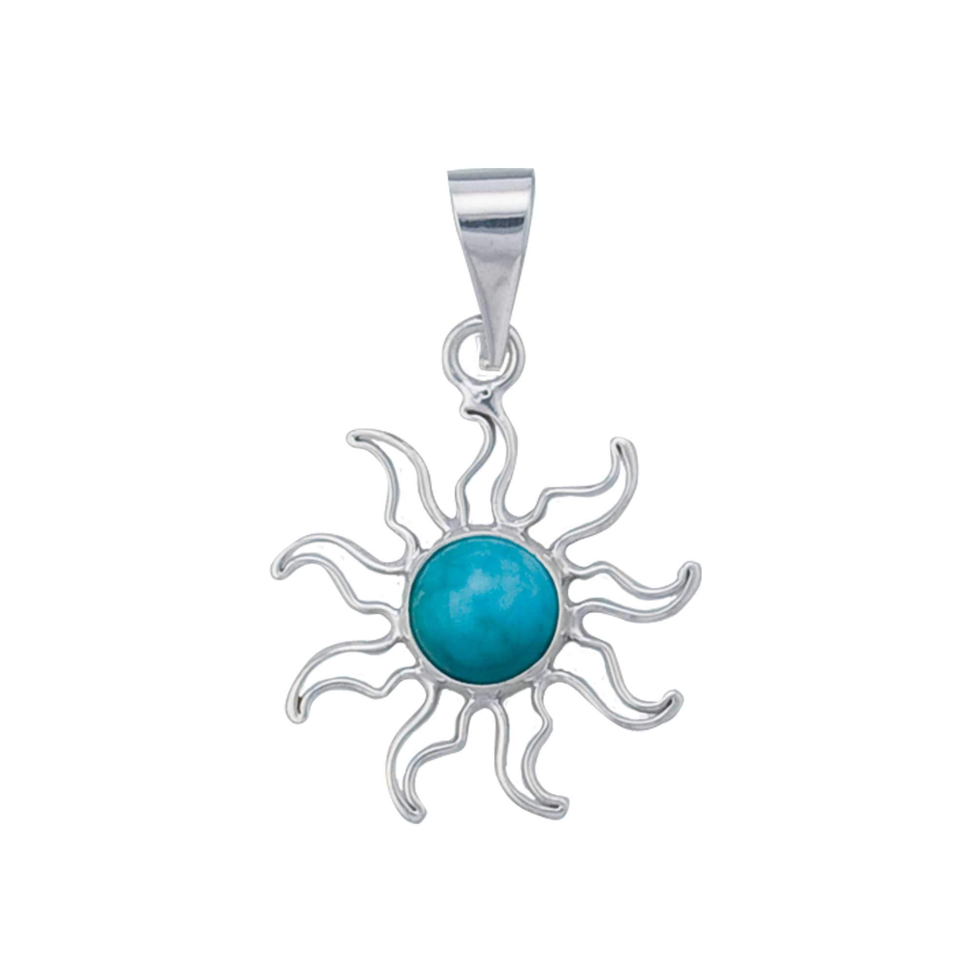 Sterling Silver Turquoise Sun Pendant | Charles Albert Jewelry