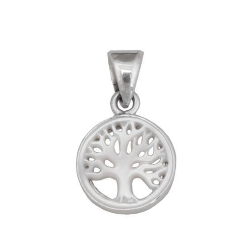 Sterling Silver 17mm Mother of Pearl Tree of Life Pendant | Charles Albert Jewelry