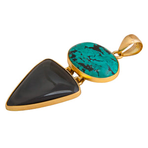 Turquoise and Rainbow Obsidian Pendant - Charles Albert Jewelry