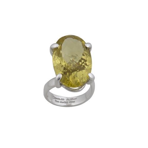 Sterling Silver Oval Citrine Prong Set Adjustable Ring | Charles Albert Jewelry