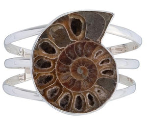 Sterling Silver Ammonite 3-Band Cuff | Charles Albert Jewelry