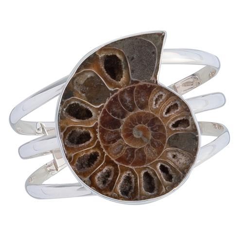 Sterling Silver Ammonite 3-Band Cuff | Charles Albert Jewelry