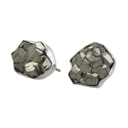 Sterling Silver Pyrite Post Earrings | Charles Albert Jewelry