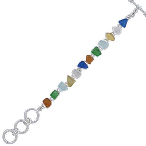 Sterling Silver Multi-Color Recycled Glass Bracelet | Charles Albert Jewelry
