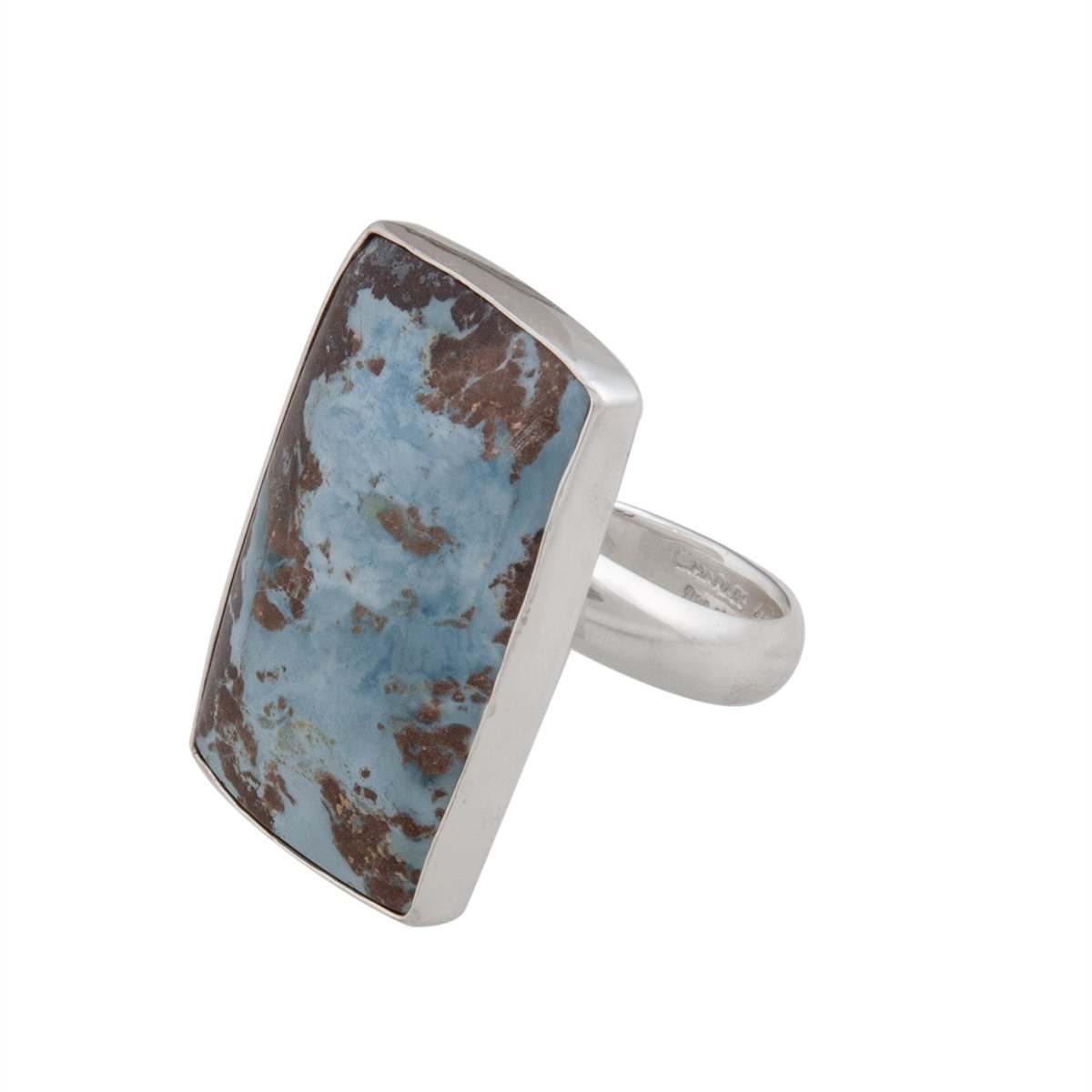 Sterling Silver Rectangular Aztec Lapis Adjustable Ring | Charles Albert Jewelry